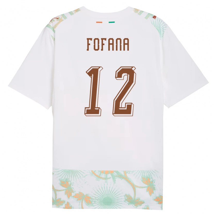 Danxen Mujer Camiseta Costa De Marfil Souleymane Fofana #12 Blanco Naranja Verde 2ª Equipación 26-28 La Camisa