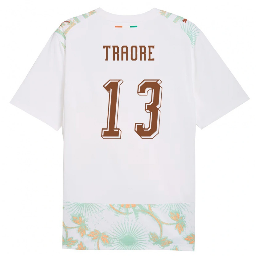 Danxen Mujer Camiseta Costa De Marfil Sidiki Traore #13 Blanco Naranja Verde 2ª Equipación 26-28 La Camisa