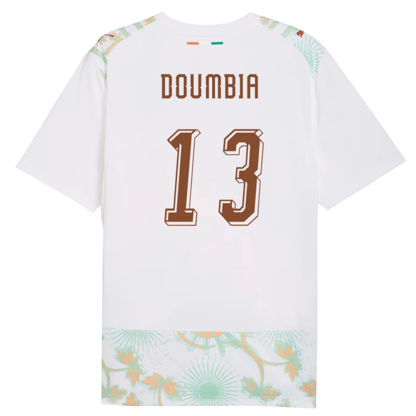 Danxen Mujer Camiseta Costa De Marfil Vaboue Doumbia #13 Blanco Naranja Verde 2ª Equipación 26-28 La Camisa