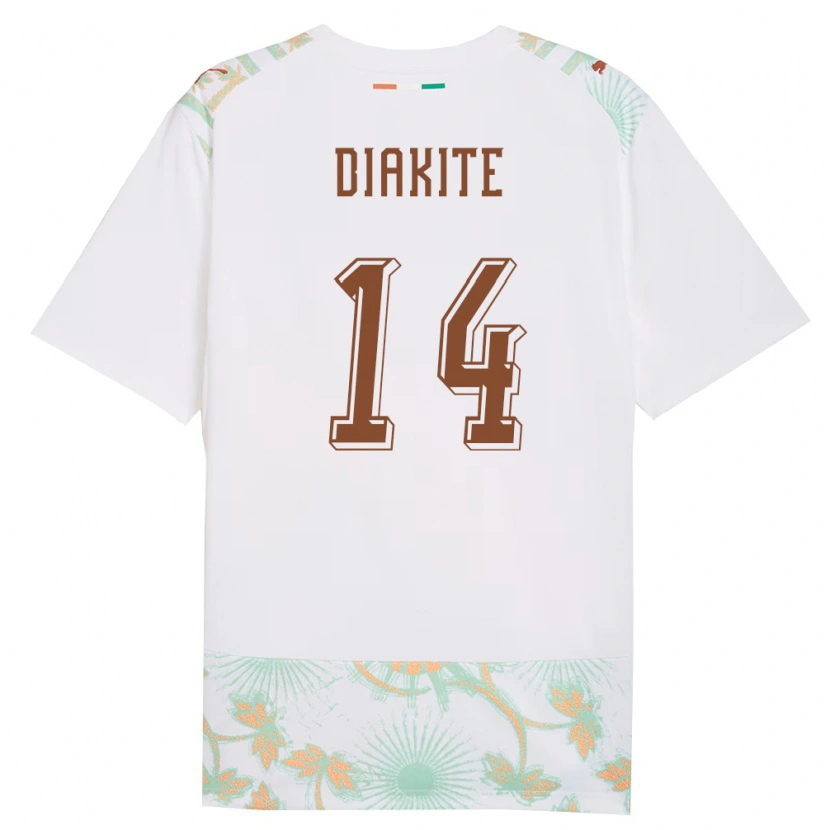 Danxen Mujer Camiseta Costa De Marfil Oumar Diakité #14 Blanco Naranja Verde 2ª Equipación 26-28 La Camisa