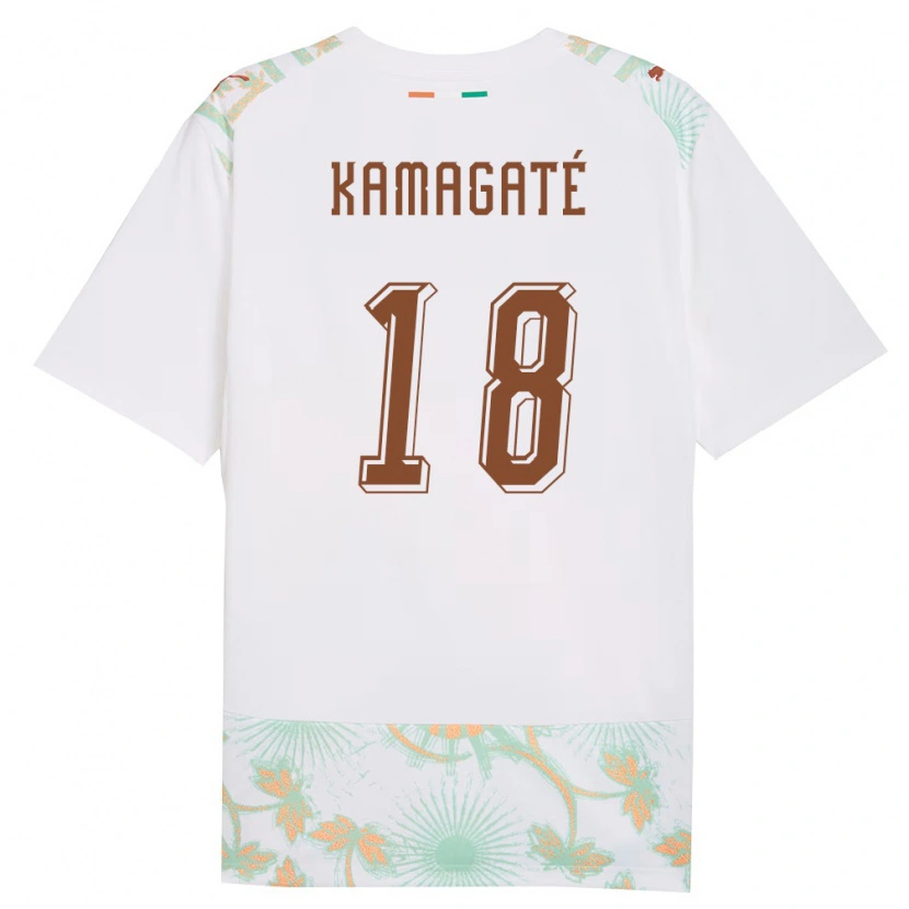 Danxen Mujer Camiseta Costa De Marfil Dramane Kamagaté #18 Blanco Naranja Verde 2ª Equipación 26-28 La Camisa