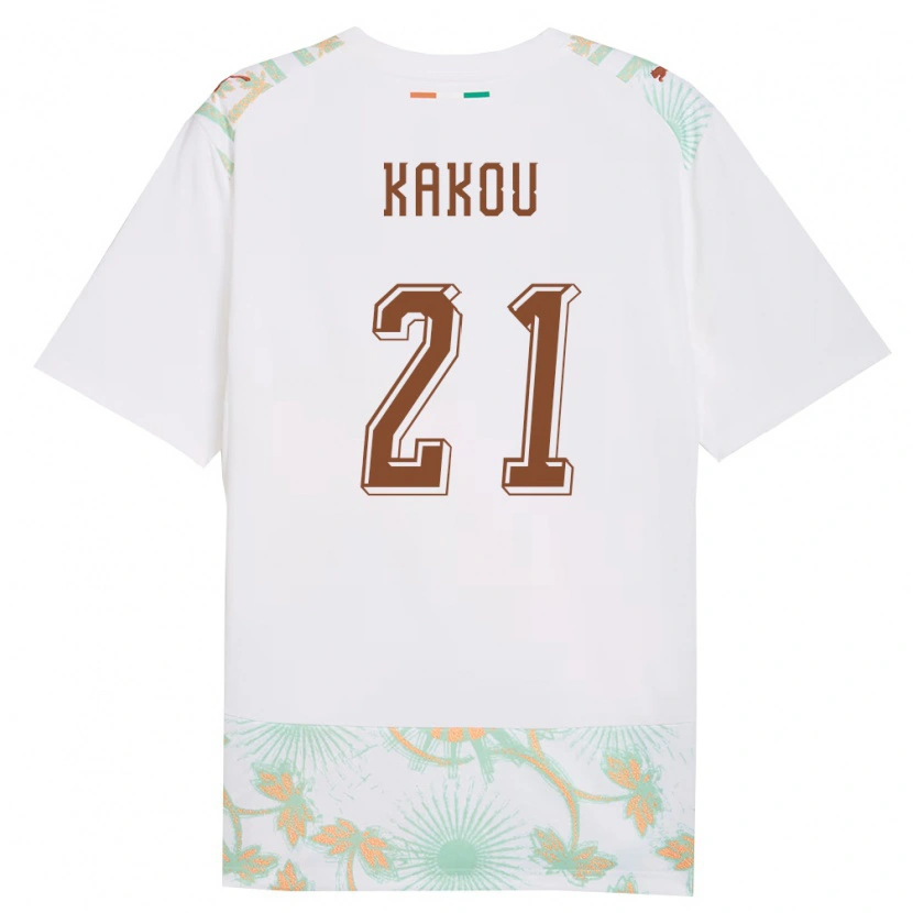 Danxen Mujer Camiseta Costa De Marfil Emmanuel Kakou #21 Blanco Naranja Verde 2ª Equipación 26-28 La Camisa