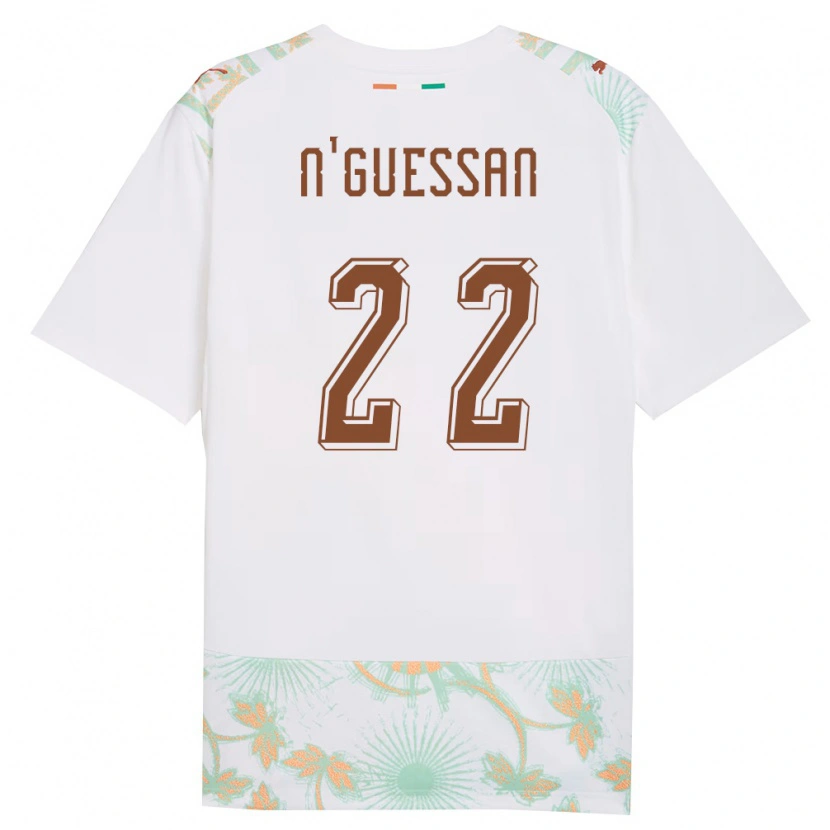 Danxen Mujer Camiseta Costa De Marfil Yohan N'guessan #22 Blanco Naranja Verde 2ª Equipación 26-28 La Camisa