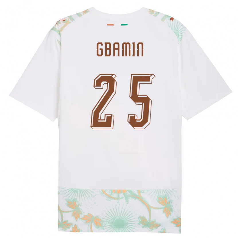 Danxen Mujer Camiseta Costa De Marfil Jean-Philippe Gbamin #25 Blanco Naranja Verde 2ª Equipación 26-28 La Camisa