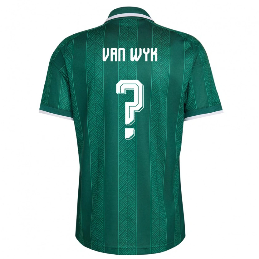 Danxen Mujer Camiseta Sudáfrica Antonio Van Wyk #0 Verde Blanco Oro 2ª Equipación 26-28 La Camisa