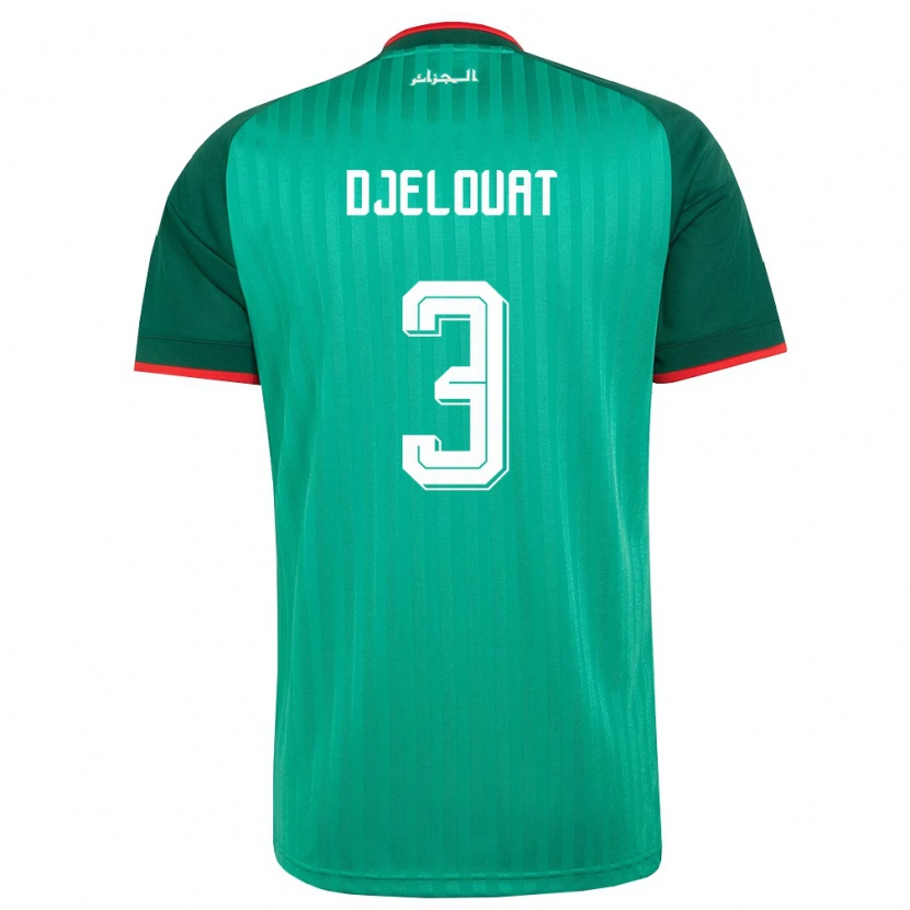 Danxen Mujer Camiseta Argelia Mohammed El Amine Djelouat #3 Verde Rojo Blanco 2ª Equipación 26-28 La Camisa