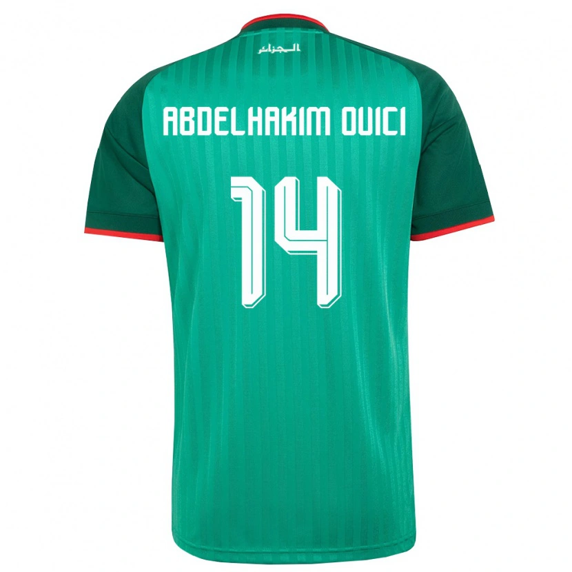 Danxen Mujer Camiseta Argelia Hamza Abdelhakim Ouici #14 Verde Rojo Blanco 2ª Equipación 26-28 La Camisa