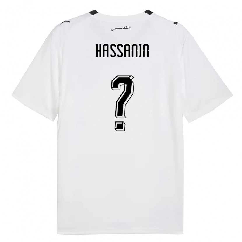 Danxen Mujer Camiseta Egipto Karim Hassanin #0 Blanco Gris Negro 2ª Equipación 26-28 La Camisa
