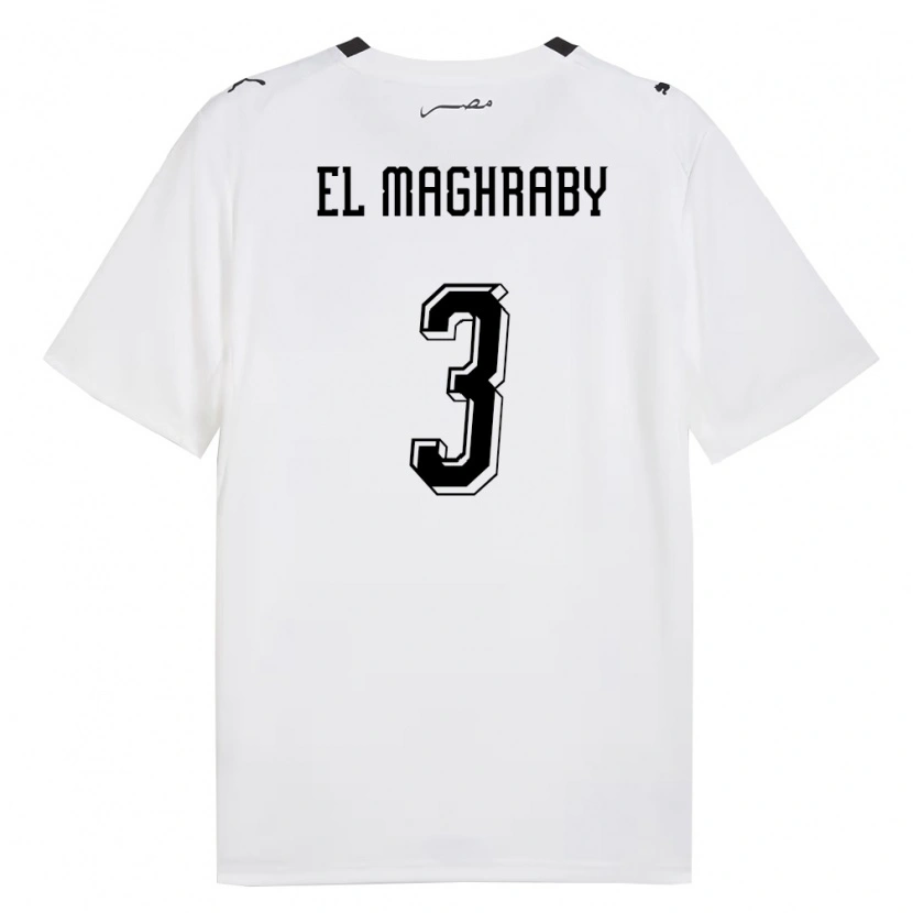 Danxen Mujer Camiseta Egipto Mohamed El Maghraby #3 Blanco Gris Negro 2ª Equipación 26-28 La Camisa