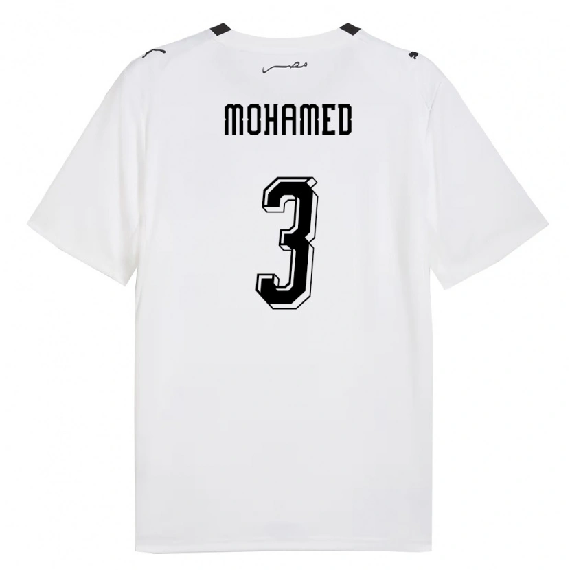 Danxen Mujer Camiseta Egipto Moataz Mohamed #3 Blanco Gris Negro 2ª Equipación 26-28 La Camisa