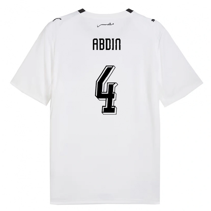 Danxen Mujer Camiseta Egipto Ahmed Abdin #4 Blanco Gris Negro 2ª Equipación 26-28 La Camisa