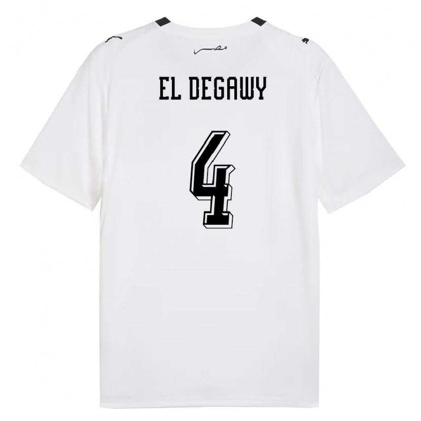 Danxen Mujer Camiseta Egipto Hamza El Degawy #4 Blanco Gris Negro 2ª Equipación 26-28 La Camisa