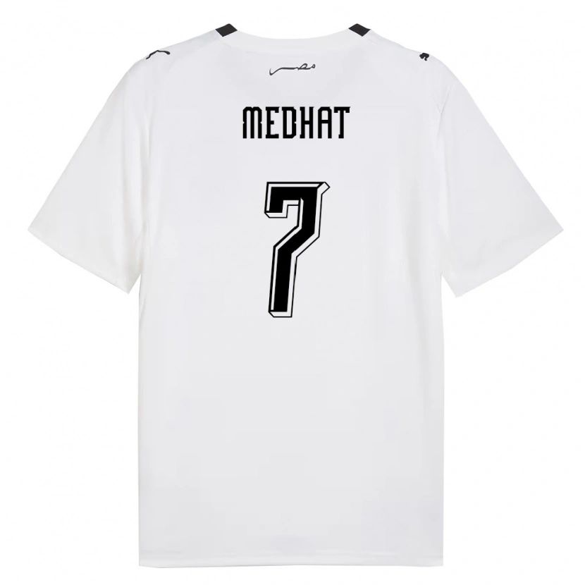 Danxen Mujer Camiseta Egipto Basel Medhat #7 Blanco Gris Negro 2ª Equipación 26-28 La Camisa