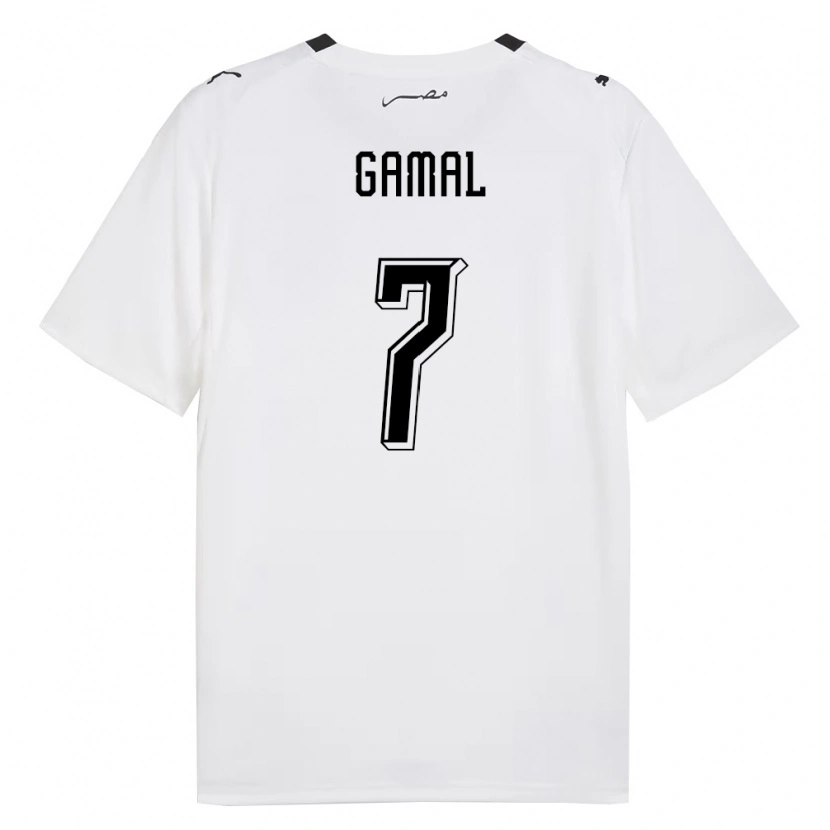 Danxen Mujer Camiseta Egipto Mohamed Gamal #7 Blanco Gris Negro 2ª Equipación 26-28 La Camisa