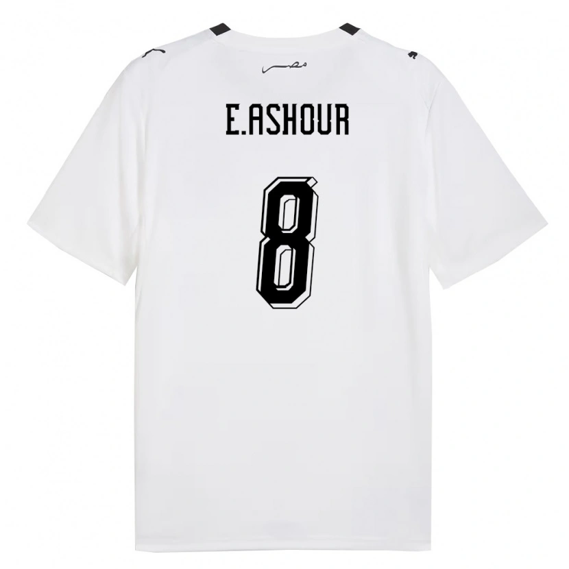 Danxen Mujer Camiseta Egipto Emam Ashour #8 Blanco Gris Negro 2ª Equipación 26-28 La Camisa
