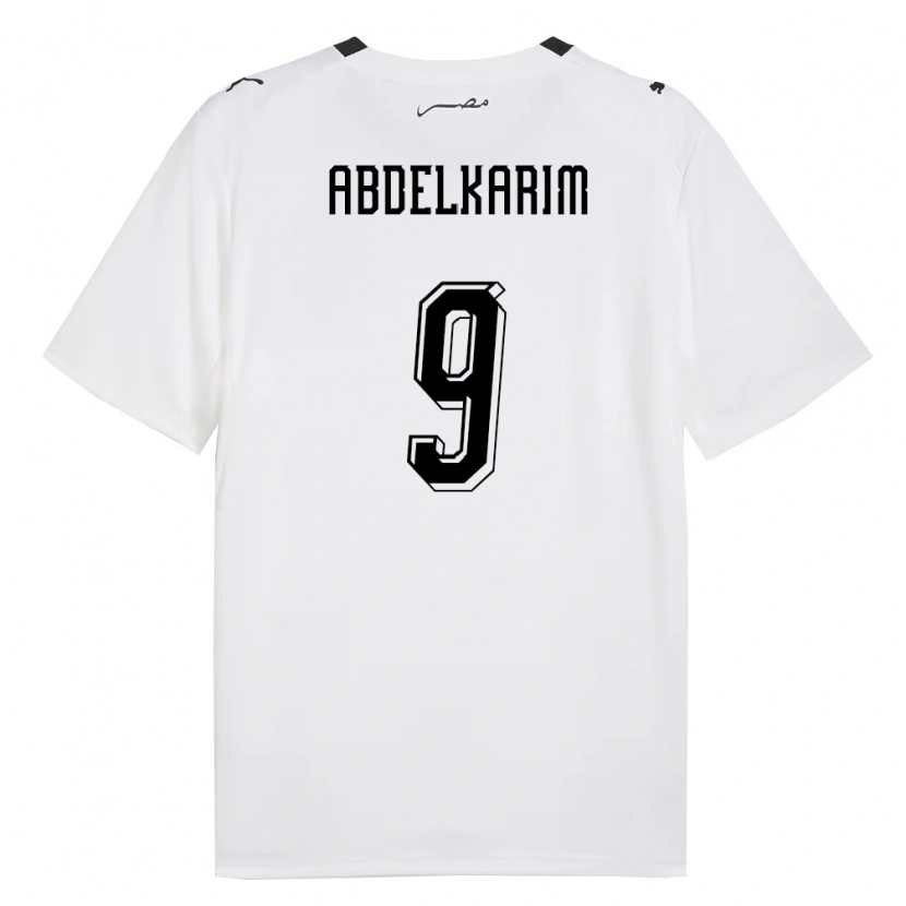 Danxen Mujer Camiseta Egipto Hamza Abdelkarim #9 Blanco Gris Negro 2ª Equipación 26-28 La Camisa
