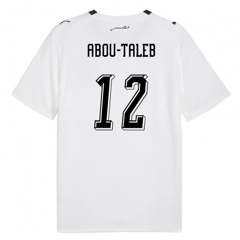 Danxen Mujer Camiseta Egipto Omar Abou-Taleb #12 Blanco Gris Negro 2ª Equipación 26-28 La Camisa