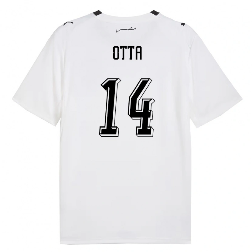 Danxen Mujer Camiseta Egipto Otta #14 Blanco Gris Negro 2ª Equipación 26-28 La Camisa