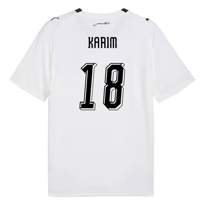 Danxen Mujer Camiseta Egipto Seif Karim #18 Blanco Gris Negro 2ª Equipación 26-28 La Camisa