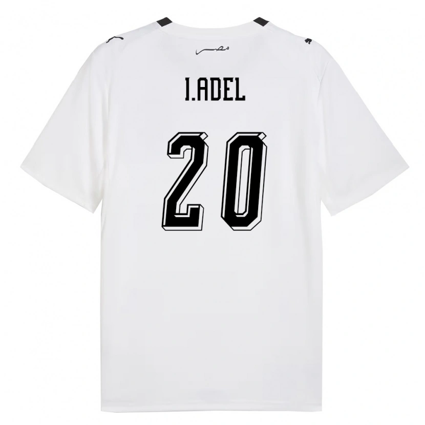 Danxen Mujer Camiseta Egipto Ibrahim Adel #20 Blanco Gris Negro 2ª Equipación 26-28 La Camisa