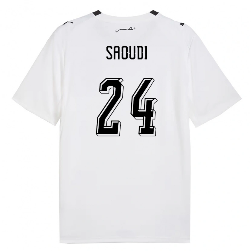 Danxen Mujer Camiseta Egipto Ziad Saoudi #24 Blanco Gris Negro 2ª Equipación 26-28 La Camisa