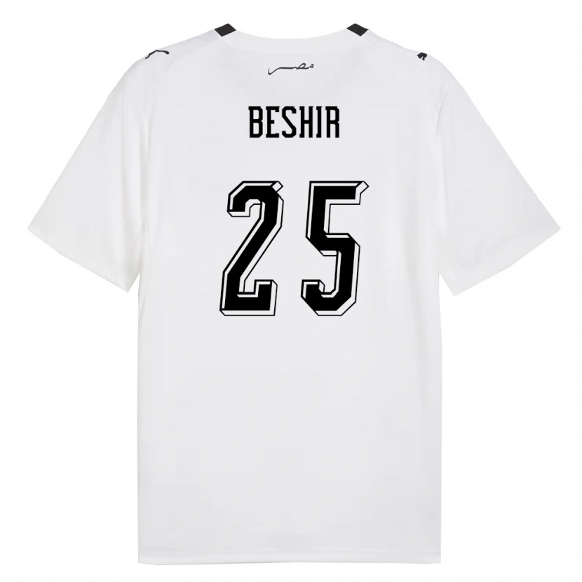 Danxen Mujer Camiseta Egipto Ahmed Beshir #25 Blanco Gris Negro 2ª Equipación 26-28 La Camisa