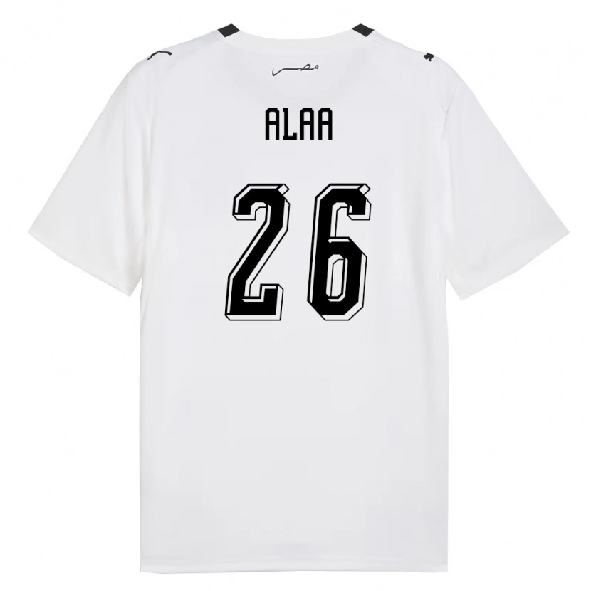 Danxen Mujer Camiseta Egipto Mohamed Alaa #26 Blanco Gris Negro 2ª Equipación 26-28 La Camisa