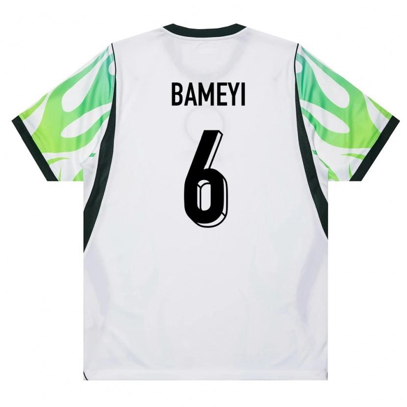 Danxen Mujer Camiseta Nigeria Daniel Bameyi #6 Blanco Verde 2ª Equipación 26-28 La Camisa