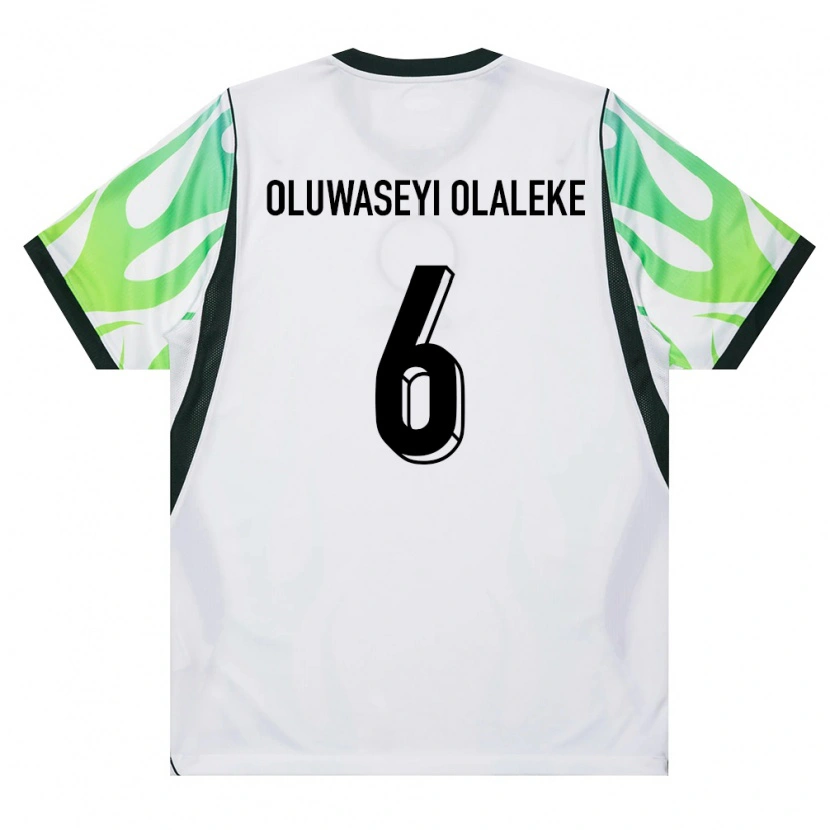 Danxen Mujer Camiseta Nigeria Jeremiah Oluwaseyi Olaleke #6 Blanco Verde 2ª Equipación 26-28 La Camisa
