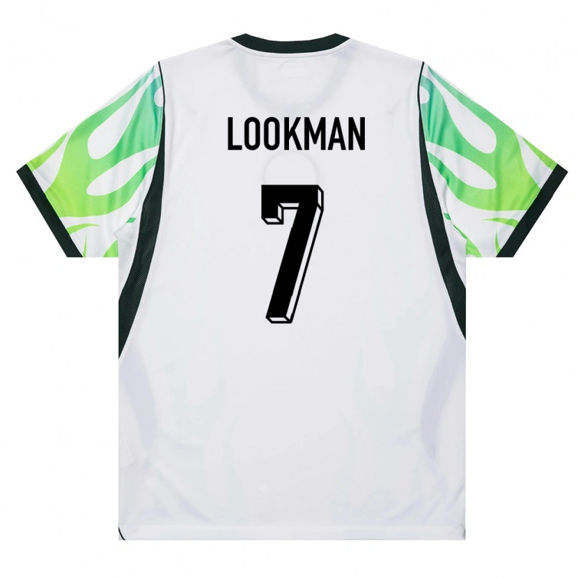 Danxen Mujer Camiseta Nigeria Ademola Lookman #7 Blanco Verde 2ª Equipación 26-28 La Camisa