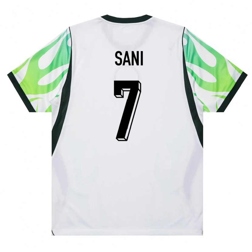 Danxen Mujer Camiseta Nigeria Suleman Sani #7 Blanco Verde 2ª Equipación 26-28 La Camisa