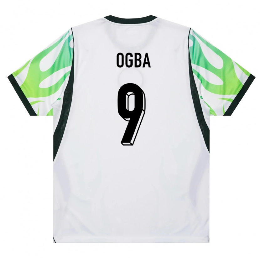 Danxen Mujer Camiseta Nigeria Ifeanyi Ogba #9 Blanco Verde 2ª Equipación 26-28 La Camisa