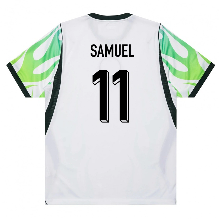 Danxen Mujer Camiseta Nigeria Destiny Samuel #11 Blanco Verde 2ª Equipación 26-28 La Camisa