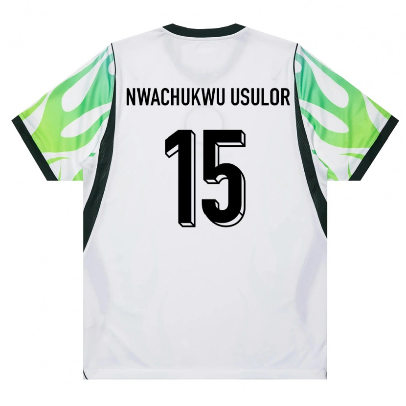 Danxen Mujer Camiseta Nigeria Israel Nwachukwu Usulor #15 Blanco Verde 2ª Equipación 26-28 La Camisa