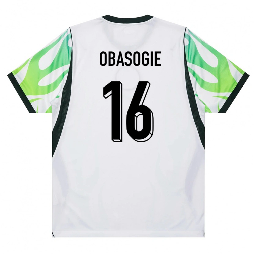 Danxen Mujer Camiseta Nigeria Amas Obasogie #16 Blanco Verde 2ª Equipación 26-28 La Camisa