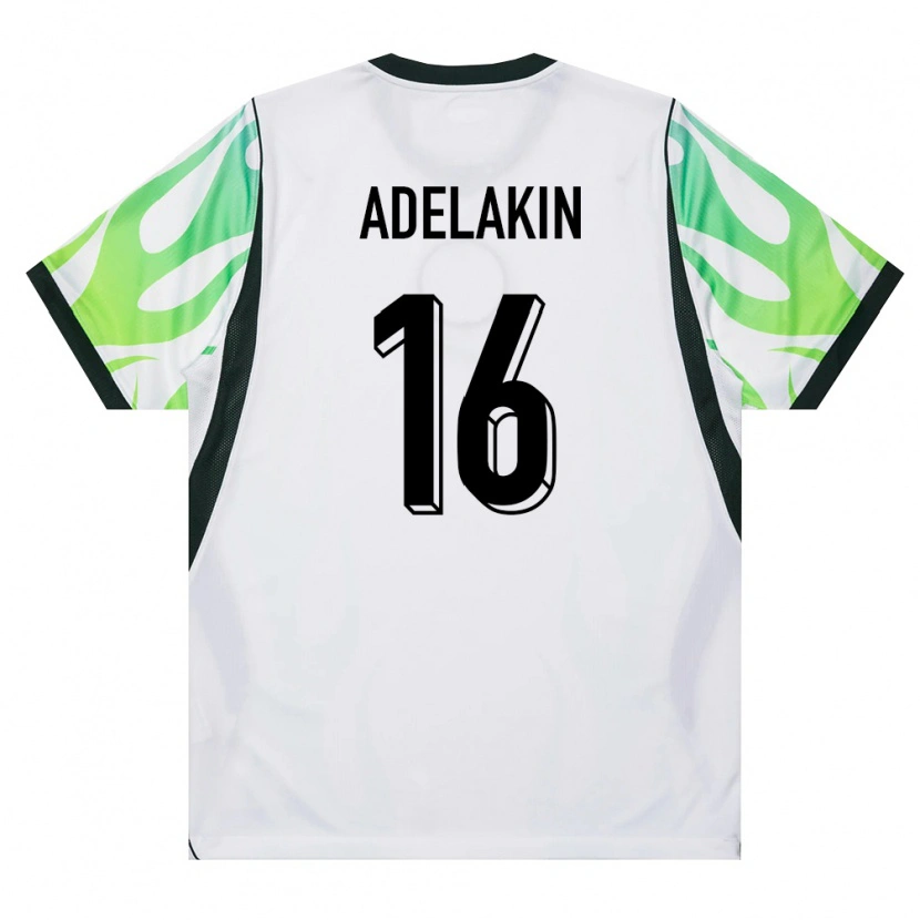 Danxen Mujer Camiseta Nigeria Temiloluwa Adelakin #16 Blanco Verde 2ª Equipación 26-28 La Camisa
