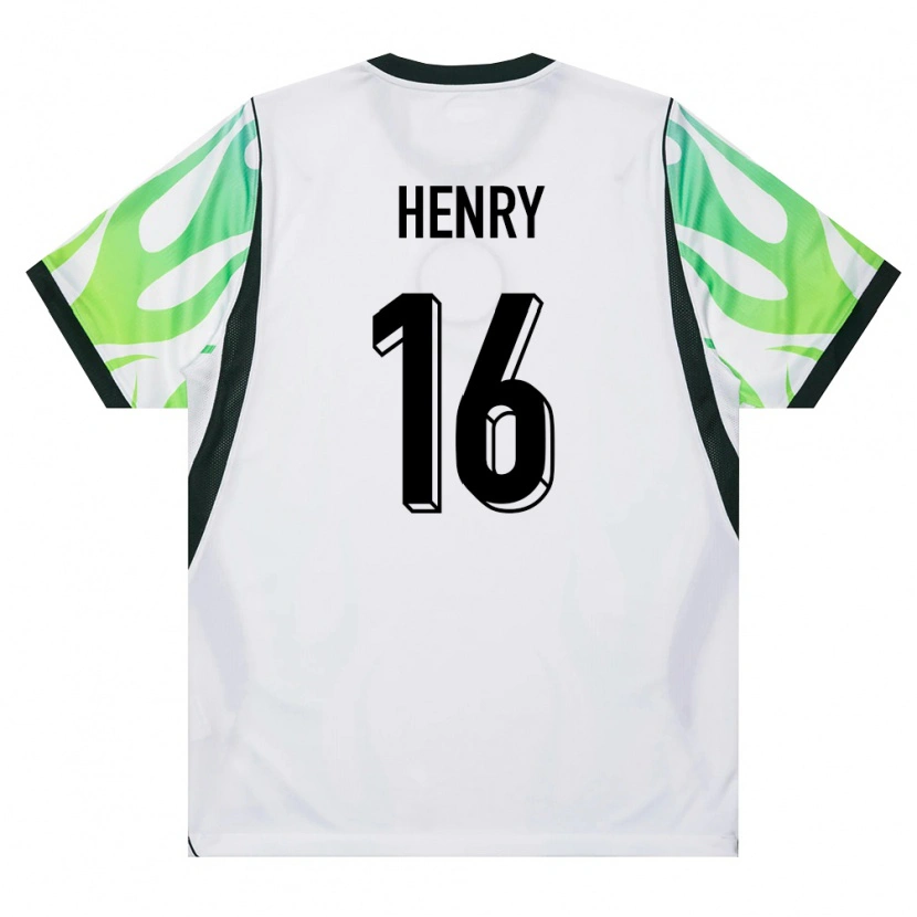 Danxen Mujer Camiseta Nigeria Caleb Henry #16 Blanco Verde 2ª Equipación 26-28 La Camisa