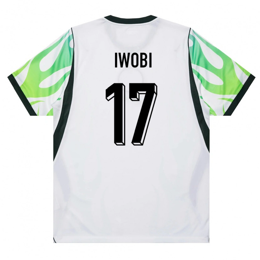 Danxen Mujer Camiseta Nigeria Alex Iwobi #17 Blanco Verde 2ª Equipación 26-28 La Camisa