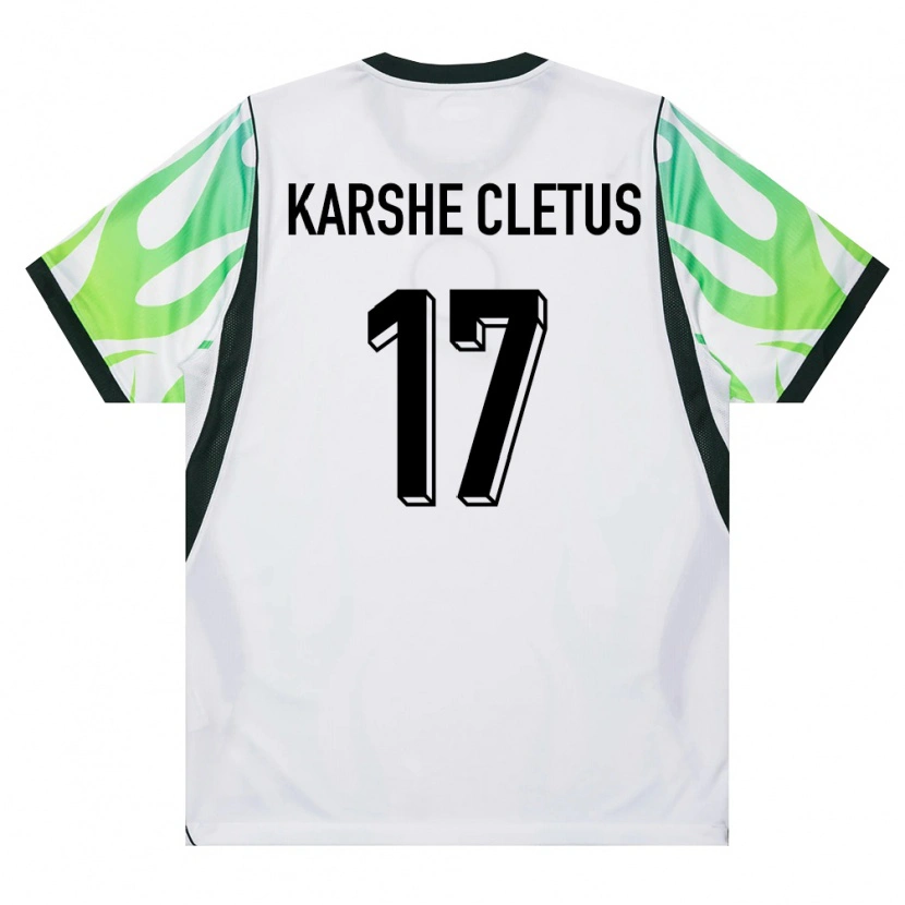Danxen Mujer Camiseta Nigeria Simon Karshe Cletus #17 Blanco Verde 2ª Equipación 26-28 La Camisa