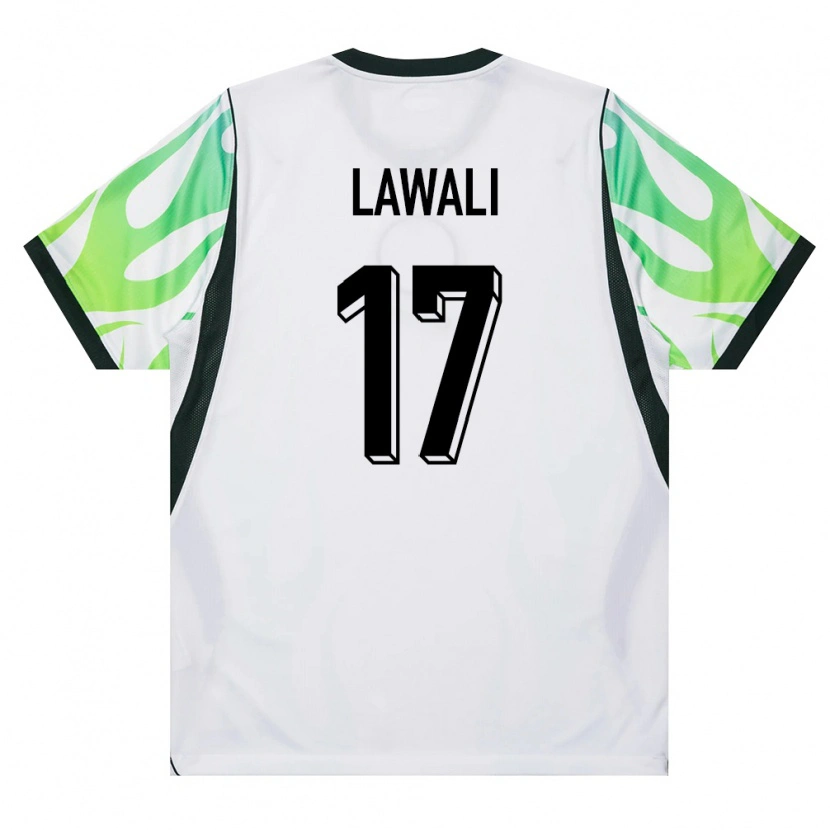 Danxen Mujer Camiseta Nigeria Sulaiman Lawali #17 Blanco Verde 2ª Equipación 26-28 La Camisa