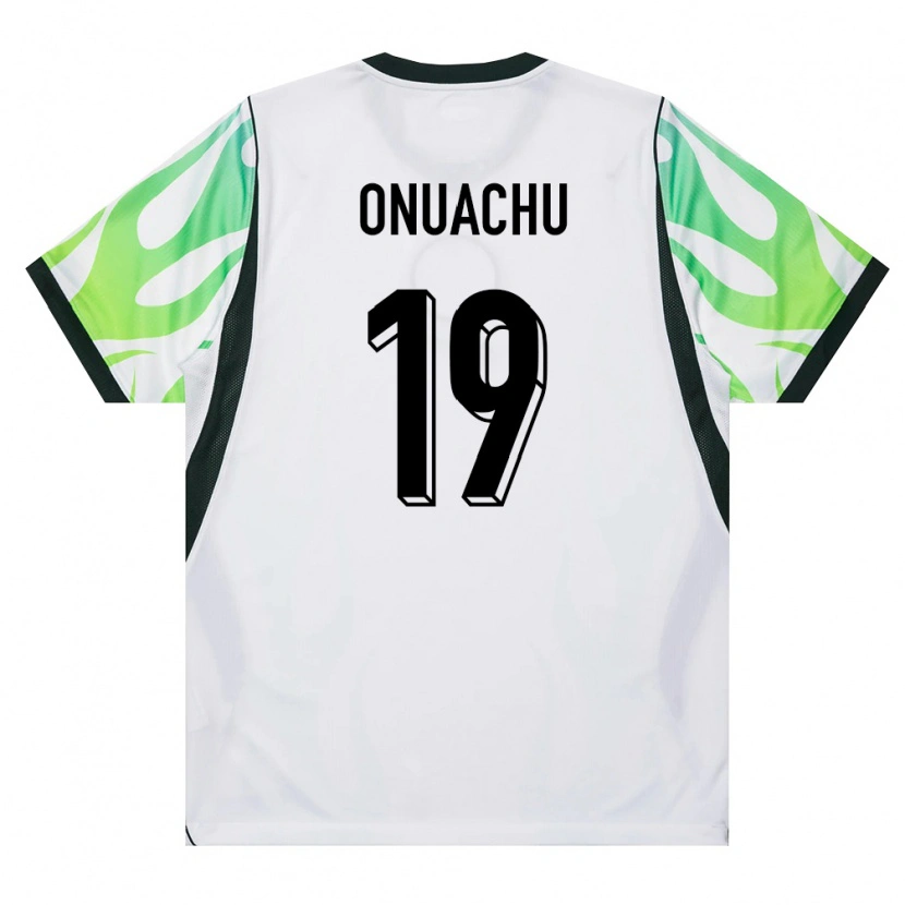 Danxen Mujer Camiseta Nigeria Paul Onuachu #19 Blanco Verde 2ª Equipación 26-28 La Camisa