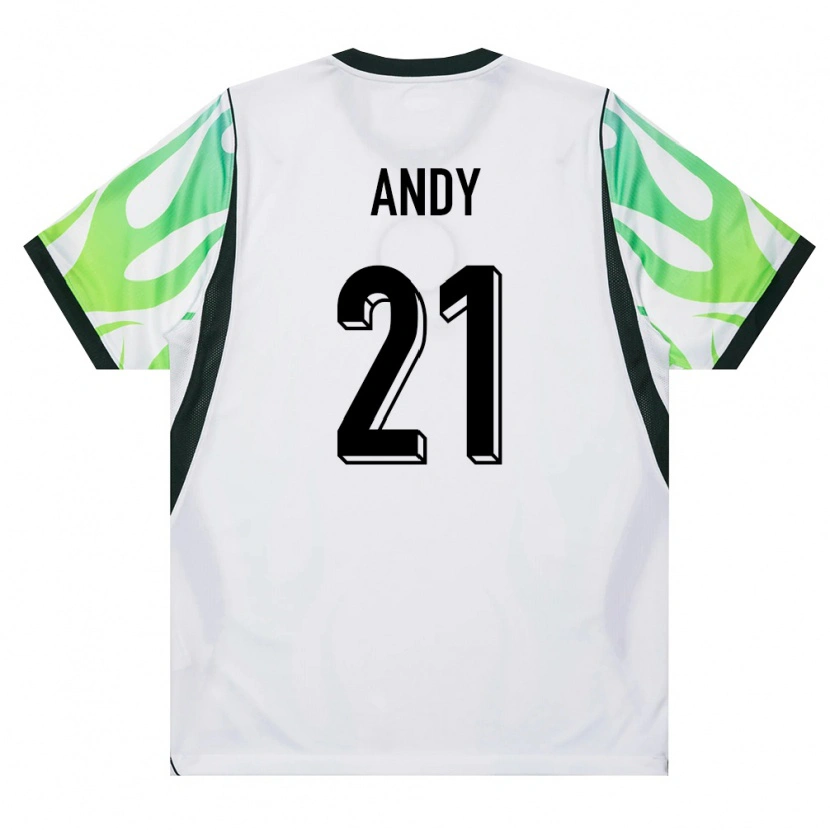 Danxen Mujer Camiseta Nigeria Ezekiel Andy #21 Blanco Verde 2ª Equipación 26-28 La Camisa