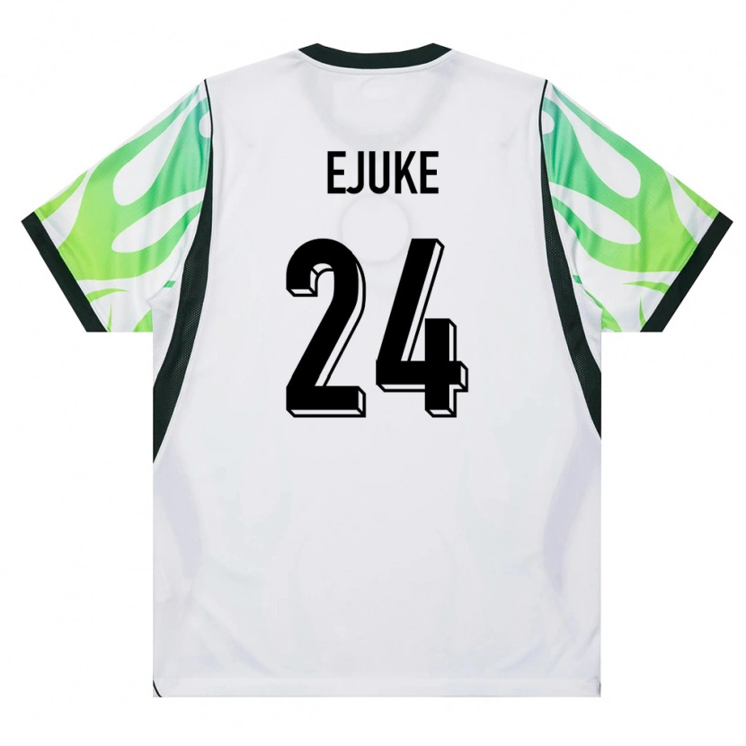 Danxen Mujer Camiseta Nigeria Chidera Ejuke #24 Blanco Verde 2ª Equipación 26-28 La Camisa