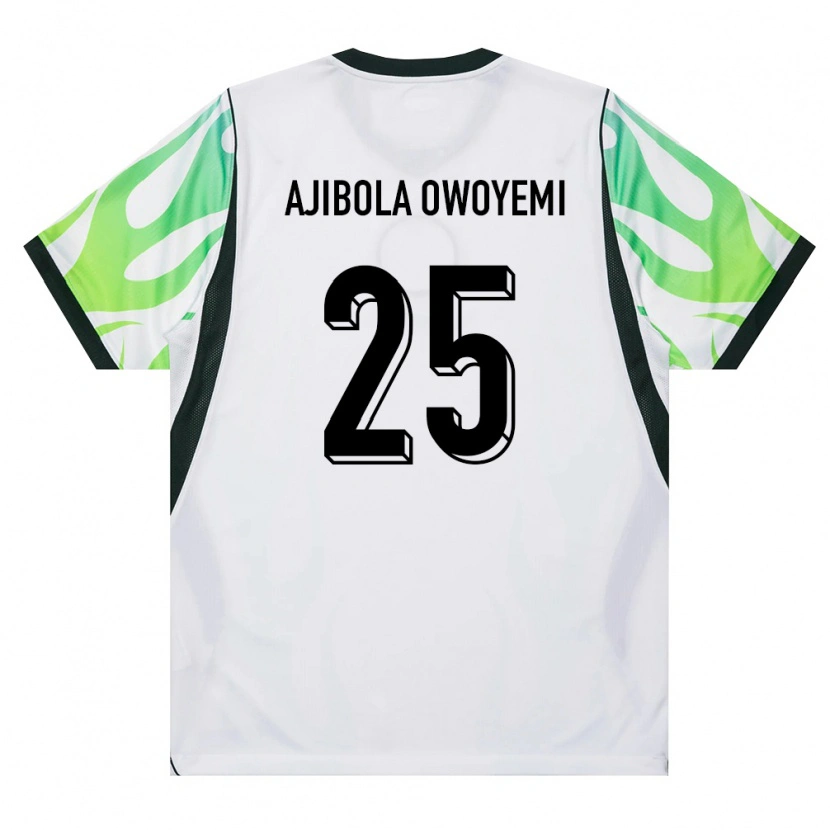 Danxen Mujer Camiseta Nigeria Usman Ajibola Owoyemi #25 Blanco Verde 2ª Equipación 26-28 La Camisa