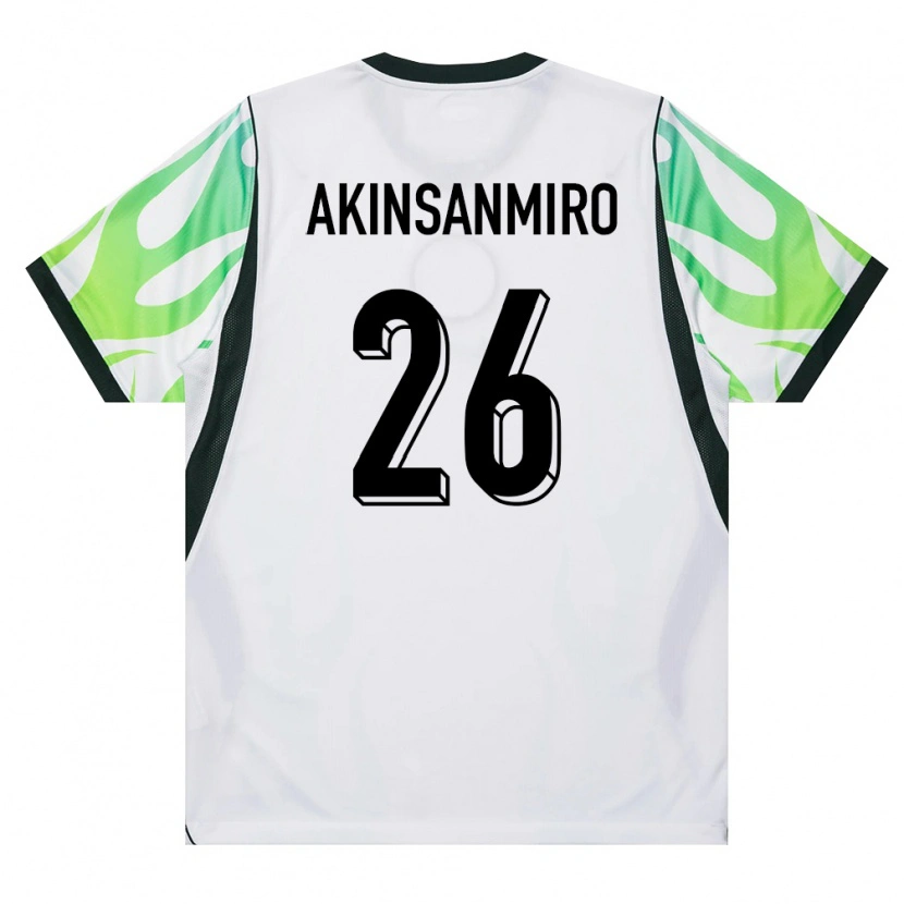 Danxen Mujer Camiseta Nigeria Ebenezer Akinsanmiro #26 Blanco Verde 2ª Equipación 26-28 La Camisa