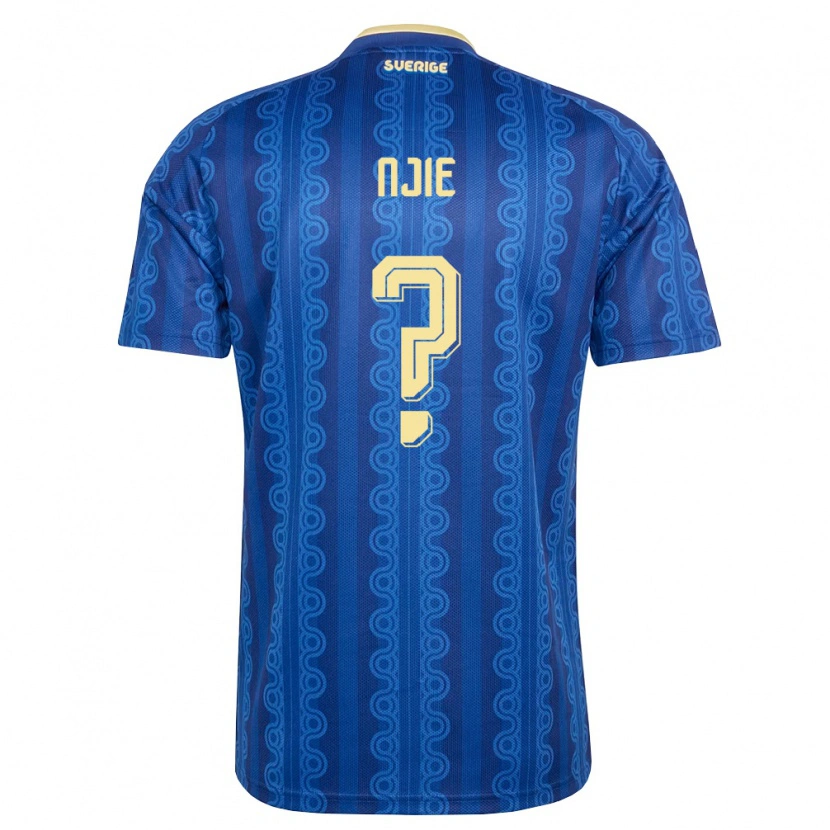Danxen Mujer Camiseta Suecia Alieu Njie #0 Azul Amarillo Marino 2ª Equipación 26-28 La Camisa