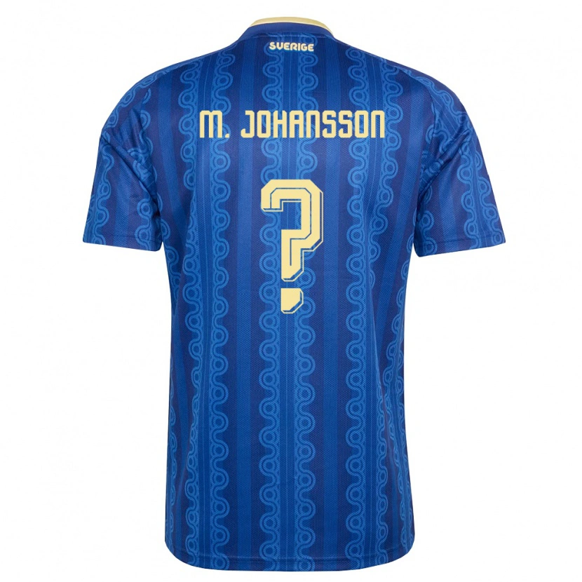 Danxen Mujer Camiseta Suecia Mijo Johansson #0 Azul Amarillo Marino 2ª Equipación 26-28 La Camisa