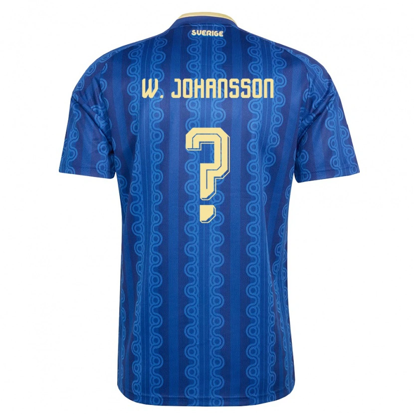 Danxen Mujer Camiseta Suecia William Johansson #0 Azul Amarillo Marino 2ª Equipación 26-28 La Camisa