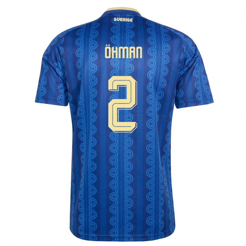 Danxen Mujer Camiseta Suecia Filip Öhman #2 Azul Amarillo Marino 2ª Equipación 26-28 La Camisa