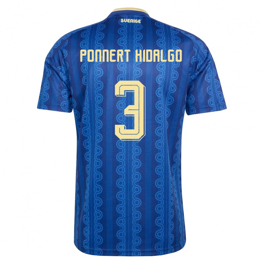 Danxen Mujer Camiseta Suecia Vicente Ponnert Hidalgo #3 Azul Amarillo Marino 2ª Equipación 26-28 La Camisa